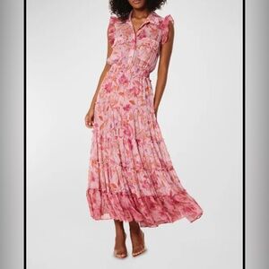 Trina Sleeveless Tiered-Ruffle Chiffon Midi Dress XS